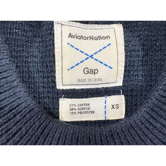 RARE Aviator Nation x Gap Womens Stripe Navy Pullover Crew Sweater Sz XS Stain - Picture 6 of 10